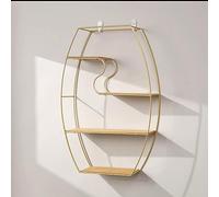 YokiMa Étagères flottantes Rondes à 4 Niveaux, étagères flottantes pour décoration Murale, étagères en Bois, Cadre en métal, pour Chambre à Coucher, Salon, Cuisine, Rangement,d'or,Oval