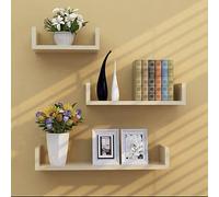 YokiMa Étagères murales en Bois Rustique pour Mur, étagères flottantes en Forme de U, étagères flottantes pour Mur, Ensemble de 3 étagères de Rangement murales, Chambre à Coucher,Maple