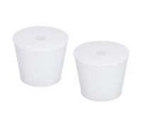 YOKIVE 2 Pièces Silicone Caoutchouc Bouchons avec Trou, Coniques Bouchons avec Haute Température Résistance Protéger Trou, Idéal pour Laboratoire Industrie (Blanc, 28mm à 37mm)