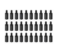 YOKIVE 30 pcs M3 Écarteur Vis, Nylon Hex pcB Entretoises avec Haute Isolation Effet, Conserver Hauteur Cohérente, Idéal pour Carte Mère (Noir, 10mm+6mm)