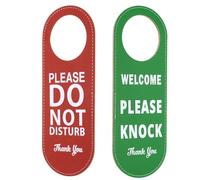YOKIVE Lot de 2 panneaux de suspension de porte « Please Do Not Disturb Welcome Please Knock » - En cuir synthétique - Idéal pour la maison, le bureau, les restaurants (rouge, vert)