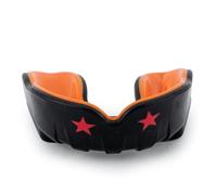 YOKKAO Muay Thai Boxing Mouth Guard - Boil and Bite Mouthguard with case for All Contact Sports, Easy Breathing Mouthpiece for Adults - Black/Orange