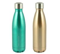 Yoko Design Bouteille Isotherme Double Paroi en Acier Inoxydable, sans BPA, Gourde réutilisable éco-responsable pour Eau, Sport, Enfant, Bureau, Voyage 260/500/750 mL, Pailleté or, 1382