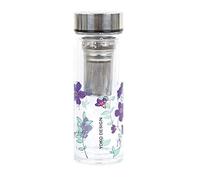 Yoko Design - THEIERE EN VERRE DOUBLE PAROI GARDEN PAR'TEA 350 ML avec fleurs violettes