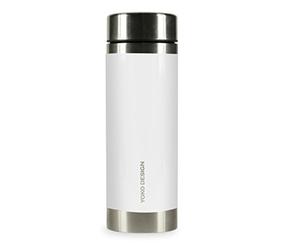 YOKO DESIGN Théière Isotherme Double Paroi en Acier Inoxydable, sans BPA, Gourde réutilisable éco-Responsable pour Thé, Sport, Enfant, Bureau, Voyage 350 ML Blanc