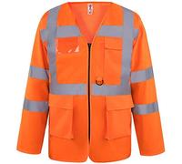 YOKO Executive - Veste de sécurité haute visibilité à manches longues - Homme (Lot de 2) (XL) (Orange haute visibilité)