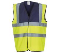 Yoko Veste de yk001/HVW100 Haute visibilité 2 Bandes et Bretelles Gilet sans Manches pour Femme XXL Bleu Marine/Jaune