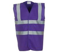 Yoko Veste de yk001/HVW100 Haute visibilité 2 Bandes et Bretelles Gilet sans Manches pour Femme Moyen Violet