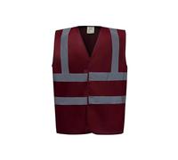 Yoko Veste de yk001/HVW100 Haute visibilité 2 Bandes et Bretelles Gilet sans Manches pour Femme Large Bordeaux