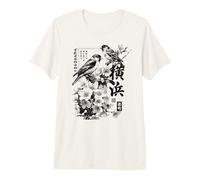 Yokohama Japon Haiku Cerisier Fleur d'oiseaux Japonais T-Shirt Haut de Gamme