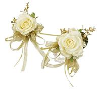 YOKOKE Ensemble de Corsage et boutonnière Faite à la Main avec Pivoine Artificielle pour Homme - Décoration de Mariage, Bal de Fin d'année (Champagne crème doré)