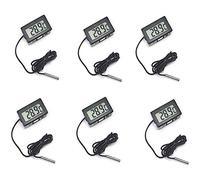 Yokomu ThermomèTre de RéFrigéRateur, ThermomèTre LCD NuméRique avec Sonde Externe 2 M pour RéFrigéRateur RéFrigéRateur CongéLateur Aquarium 6 PièCes SéRies