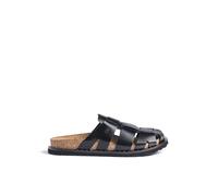 Yokono Bolus-262 Sandales plates en cuir de vachette Napa pour femme printemps-été Noir 3 cm, Noirs, 41 EU