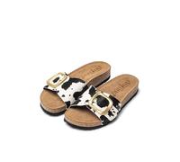 Yokono JERBA-114 Sandales plates pour femme en cuir de vachette Noir 2 cm, Noir , 35 EU