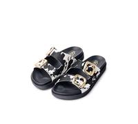 Yokono MORENA-711 Sandales plates pour femme en cuir de vachette Blanc 2 cm, blanc, 39 EU