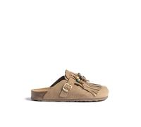 Yokono Sabots plats Sabots 261 beiges | printemps-été | cuir de vachette croûte de cuir | 2 cm