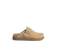 Yokono Sabots Plats TUEZ-599 Marron Clair | Chaussures Printemps-été Femme | Cuir de Vachette suédé | 4 cm