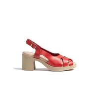 Yokono Sandale à talon BLAY-263 Rouge | printemps-été | Cuir de vachette Sandal | 6,5 cm, corail, 40 EU