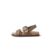 Yokono Sandale Plate BOLUS-252 Marron Clair | Chaussures Printemps-été Femme | Cuir de Vachette Nubuck | 3 cm