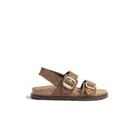 Yokono Sandale Plate BOLUS-252 Marron Clair | Chaussures Printemps-été Femme | Cuir de Vachette Nubuck | 3 cm