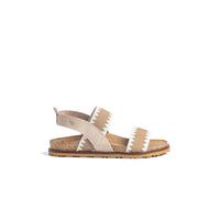 Yokono Sandale plate BOLUS-255 Beige | Chaussures femme printemps-été | cuir de vachette nubuck | 3 cm, naturel, 40 EU