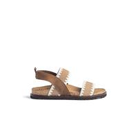 Yokono Sandale plate BOLUS-255 marron clair | Chaussures femme printemps-été | cuir de vachette nubuck | 3 cm, Marrons, 39 EU