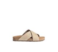 Yokono Sandale plate JERBA-300 Beige | Chaussures pour femme printemps-été | cuir de vachette nubuck | 2 cm, beige, 42 EU