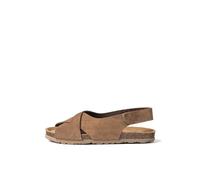 Yokono Sandale Plate Marron VILLA-175 | Chaussures Printemps-été Femme | Cuir de Vachette suédé | 2 cm