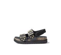 Yokono Sandale Plate TUEZ-261 Noire | Chaussures Printemps-été Femme | Cuir de Vachette Alaska | 4 cm