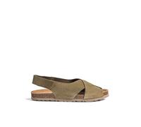 Yokono Sandale Plate Verte VILLA-175 | Chaussures Printemps-été Femme | Cuir de Vachette suédé | 2 cm