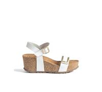 Yokono Sandales compensées BARI-262 Blanc | Chaussures femme printemps-été | Cuir de vachette Napa | 6 cm, Blanc, 40 EU