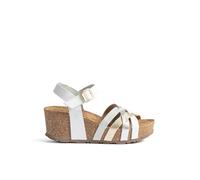 Yokono Sandales compensées BARI-264 Gold | Chaussures Femme Printemps-été | Cuir de Vachette Nappa/Perle | 6 cm