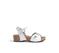 Yokono Sandales compensées BOGO-263 Blanches | Chaussures Printemps-été Femme | Cuir de Vachette Opaque | 4 cm