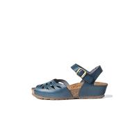 Yokono Sandales compensées MONACO-003 Bleues | Chaussures Printemps-été Femme | Cuir de Vachette | 3 cm