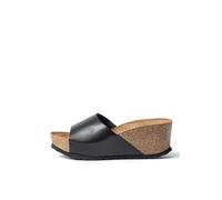 Yokono Sandales compensées Noires BARI-265 | Chaussures Printemps-été Femme | Cuir de Vachette Napa | 6 cm