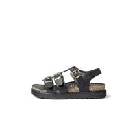 Yokono Sandales compensées TUEZ-114 Noires | Chaussures Printemps-été Femme | Cuir de Vachette Nappa | 4 cm