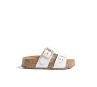 Yokono Sandales compensées WIWI-252 Blanc | Chaussures femme printemps-été | cuir vachette Opak | 4 cm, Blanc, 40 EU