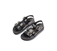Yokono Sandales Plates en Cuir pour Femme TUNEZ-114 Noir | Chaussures pour Femme Printemps-Été | Cuir de Vache 100% | Semelle de 2 CM