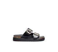 Yokono Sandales plates en cuir pour femme TUNEZ-130 NOIR | Chaussures pour femme Printemps-Été | Cuir de vache 100% | Semelle de 2 CM