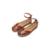 Yokono Sandales Plates en Cuir pour Femme VILLA-011 Noir | Chaussures pour Femme Printemps-Été | Cuir de Vache 100% | Semelle de 2 CM