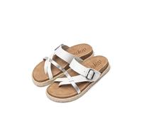 Yokono Sandales plates pour femme en cuir ARENA-003 BLANC | Chaussures femme printemps-été | cuir de vachette napa/sam | 2 cm, blanc, 39 EU