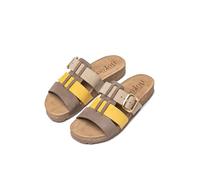 Yokono Sandales plates pour femme en cuir JERBA-137 jaune | Chaussures femme printemps-été | cuir de vachette nubuck | 2 cm, citronier, 37 EU