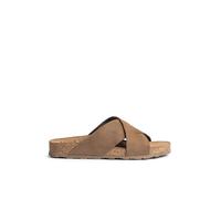 Yokono Sandales plates pour femme en cuir JERBA-300 marron clair | Chaussures femme printemps-été | cuir de vachette nubuck | 3 cm, marron clair, 42 EU