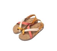 Yokono Sandales plates pour femme en cuir JERBA-718 ORANGE | Chaussures femme printemps-été | cuir de vachette nubuck | 2 cm, orange, 38 EU