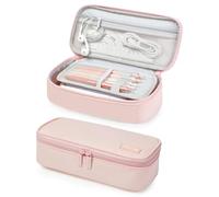 YOKUMA Grande Trousse Scolaire Double Compartiment pour Fille Garçon Adolescent, Plumier Rose