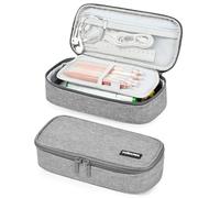 YOKUMA Trousse Scolaire, Fourniture Scolaire, Grande Trousse Scolaire, Trousse Double Compartiment, Trousse Scolaire Fille Garcon Adolescent,Plumier, Gris