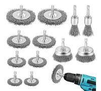 Yokuni 12 Pièces Brosse Metallique Pour Perceuse Ensemble, 6mm Brosse Métallique Perceuse Embout Hexagonal, Adapté Aux Brosse Metallique Pour Meuleuse, Pour Polissage, Meulage Et Ébavurage