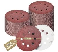 Yokuni 120 Pièces Disque Abrasif 125mm,Convient pour le ponçage papier de verre comporte 8 trous,Utilisation sur une polisseuse traitement des métaux (Granularité:P80 x 120 pièces)