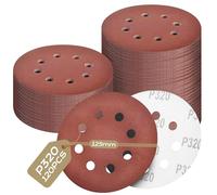 Yokuni 120 Pièces Disque Abrasif 125mm,Convient pour le ponçage papier de verre comporte 8 trous,Utilisation sur une polisseuse traitement des métaux (Granularité:P320 x 120 pièces)