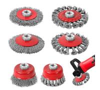 Yokuni 6 Pièces Brosse Metallique pour Perceuse Meuleuse D'angle, Brosse Métallique Meuleuse Diamètre 75 mm et 100 mm, avec Filetage M14, Brosse Meuleuse pour Dérouillage, Polissage et Nettoyage Métal